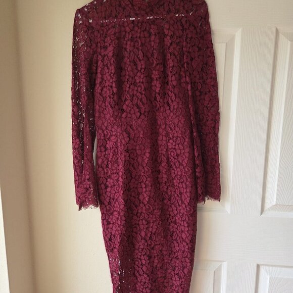 Bardot Midi Dress 6 Sienna Lace Midi Dress Size 6 Wine Burgundy - Picture 5 of 5